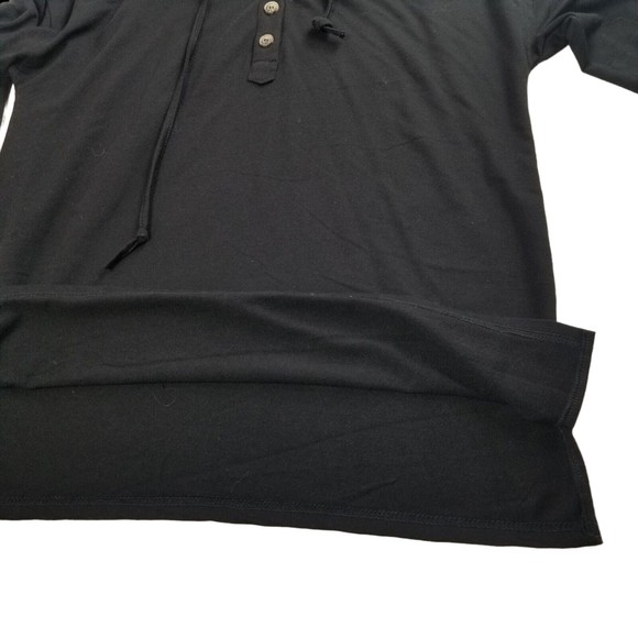 LuckyMore Hoodie Casual V Neck Long Sleeve Henley Oversized Top Womens L Black - Picture 8 of 15